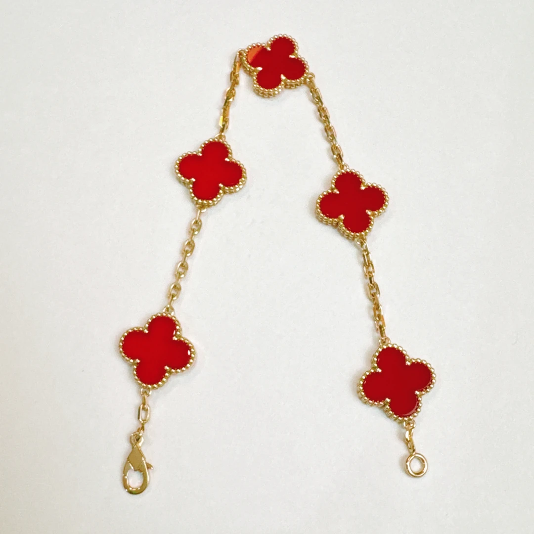 18K金红玛瑙15mm大五花手链