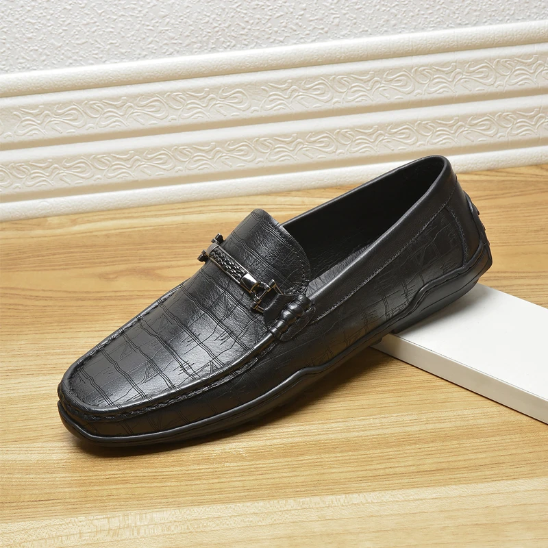 夏季薄款男士软底豆豆皮鞋头层牛皮一脚蹬男鞋透气百搭懒人驾车鞋