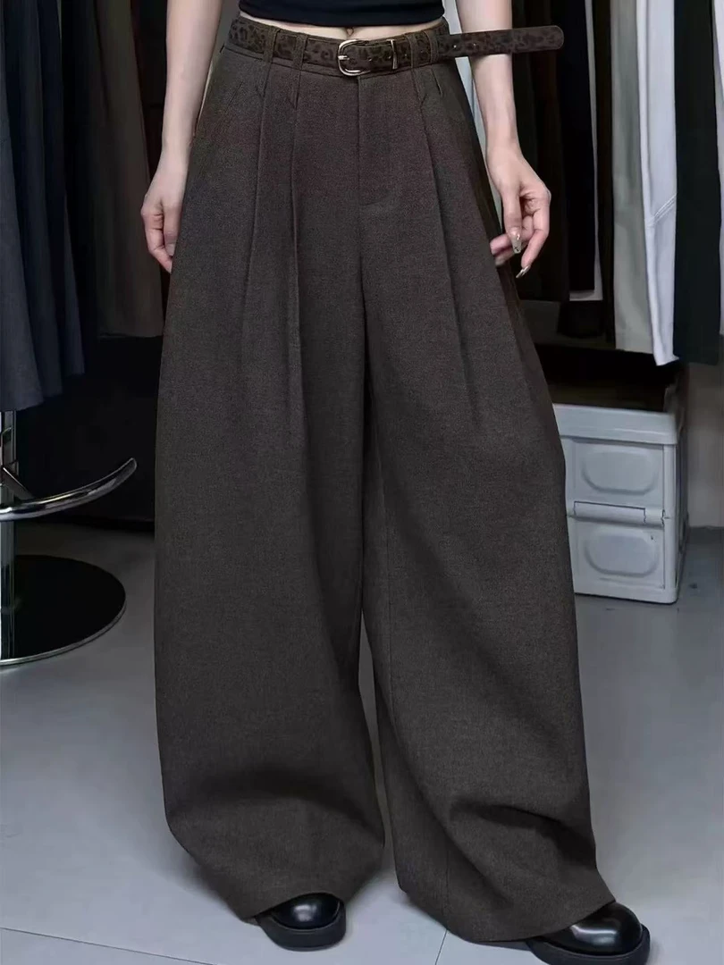 Manmi   褶皱加绒毛呢阔腿裤  8059（K2）