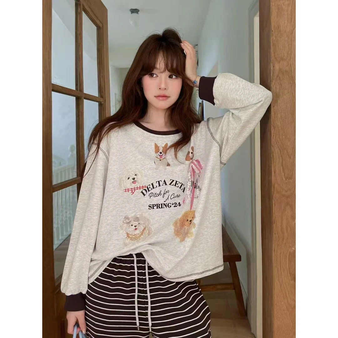 2025秋季爆款休闲女家居服饰双长套装可爱狗39908