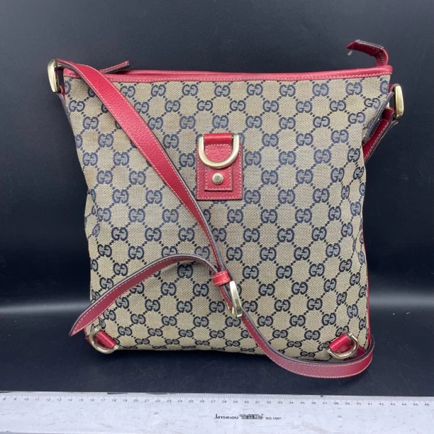 95新 GUCCI/古驰 帆布斜挎包/14002