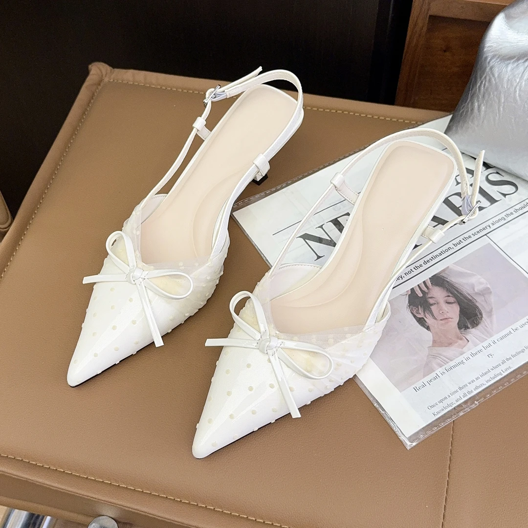 蝴蝶结包头凉鞋女2025新款夏外穿配裙子时尚高级感细跟气质高跟鞋