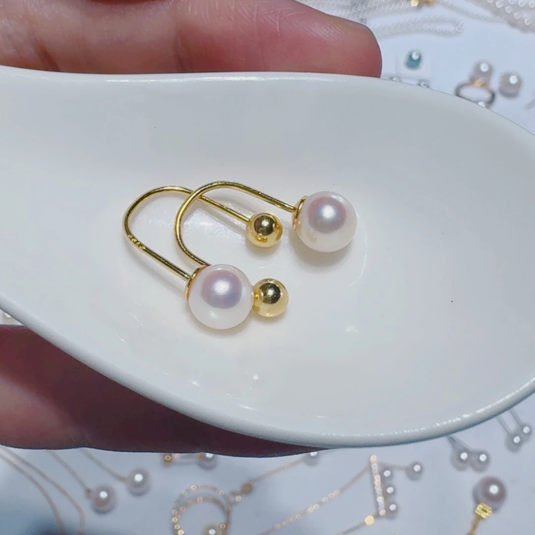 海水珍珠耳饰银S925镶嵌298一对