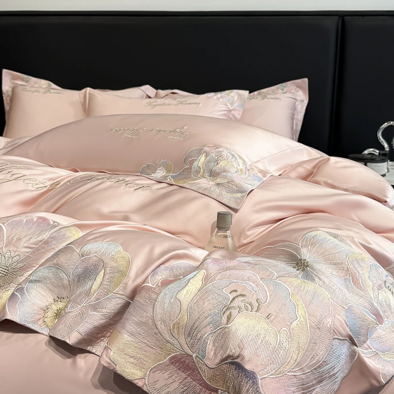 高档轻奢200支新款纯棉A类刺绣四件套全棉床单被套床品套件