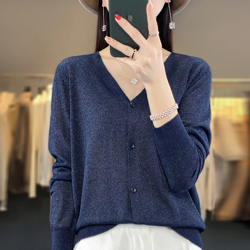 凉快透气~气质款~薄款长袖针织开衫  女百搭空调衫防晒衣显瘦上衣