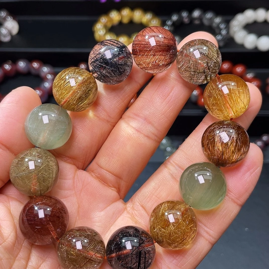 未镶嵌水晶手链彩发晶大颗粒18+m