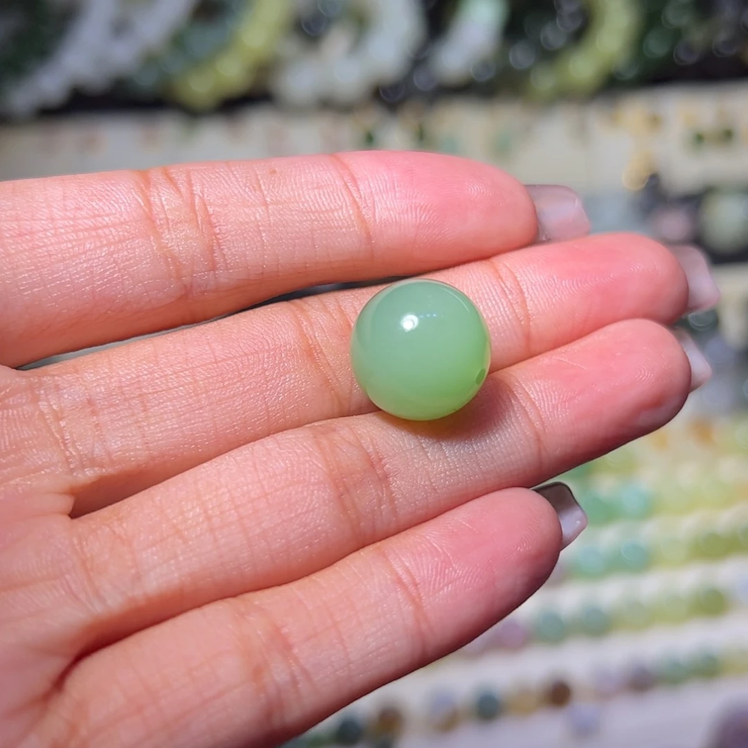 【闪购商品】和田玉单珠未镶嵌新疆和田玉且末满翠16mm