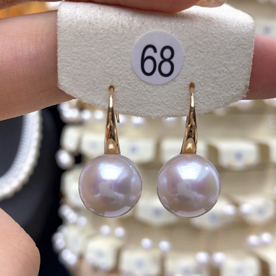 耳饰18K金镶嵌淡水珍珠