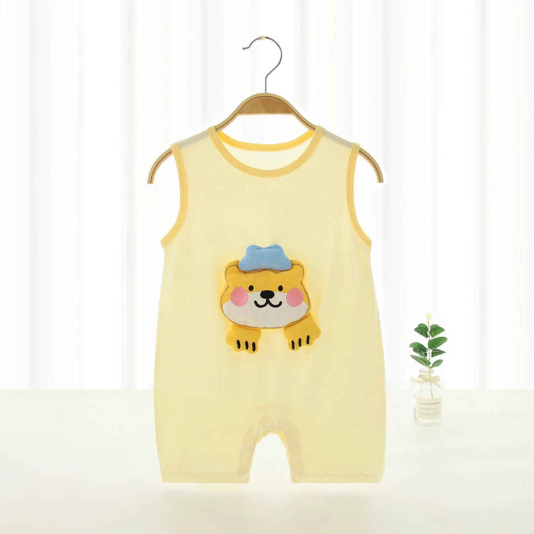 捏捏乐夏款无骨柔软超萌卡通婴儿春时尚印花百搭休闲无袖连体衣