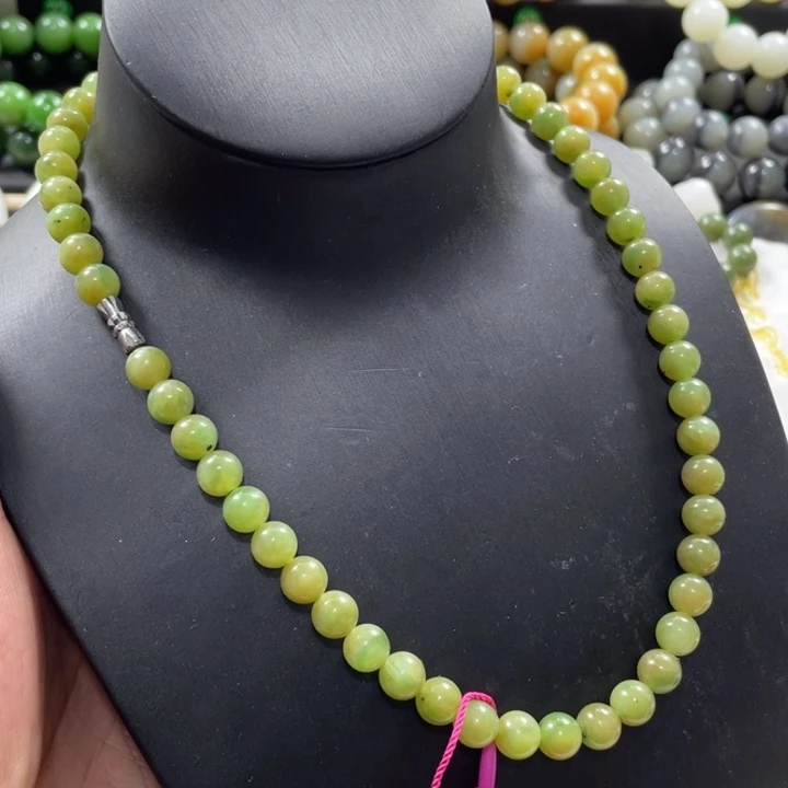 和田玉未镶嵌手串新疆黑阳洞碧玉卡8项链