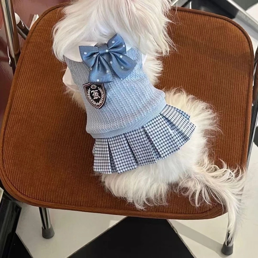 猫咪衣服JK裙狗狗秋冬甜美学院风学生制服裙子保暖毛衣衣服