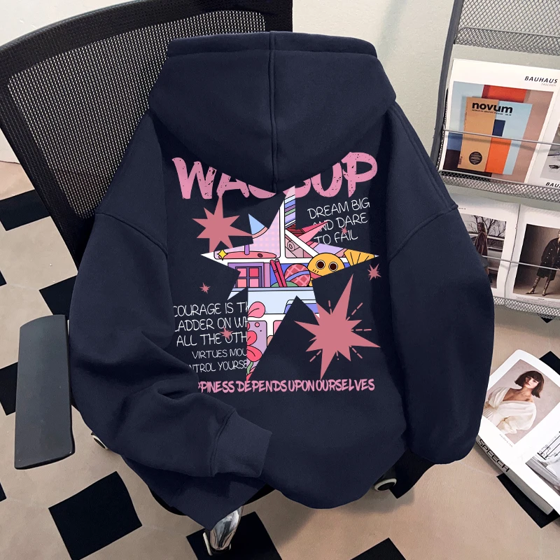 WASSUP HSUBE潮酷oversize重磅连帽卫衣秋冬美式高街重磅上衣男士