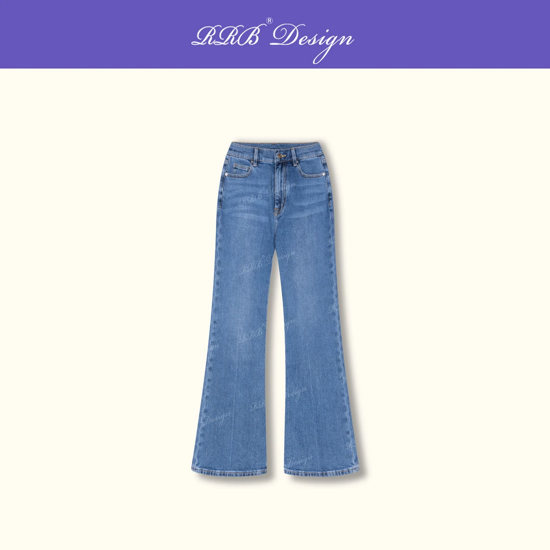 RRB Design 「法式chic」精选棉水洗磨白做旧百搭微喇显瘦牛仔裤