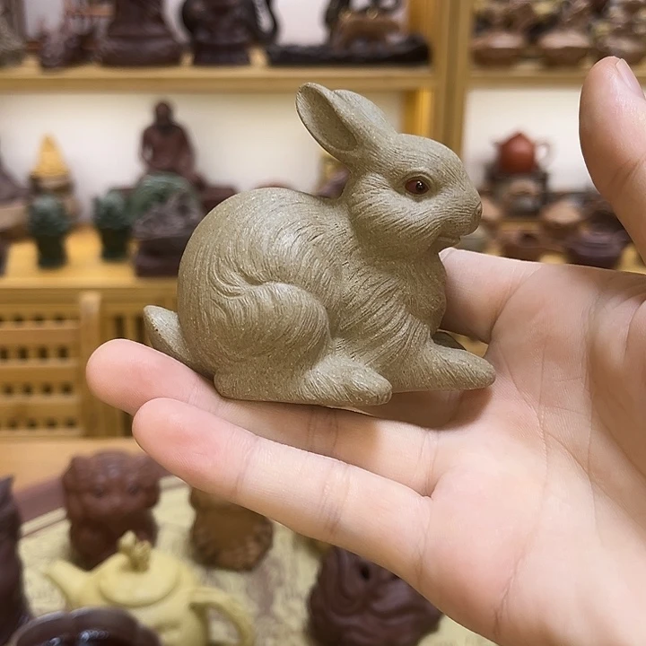 人***生紫砂茶宠紫砂精工兔子茶宠摆件