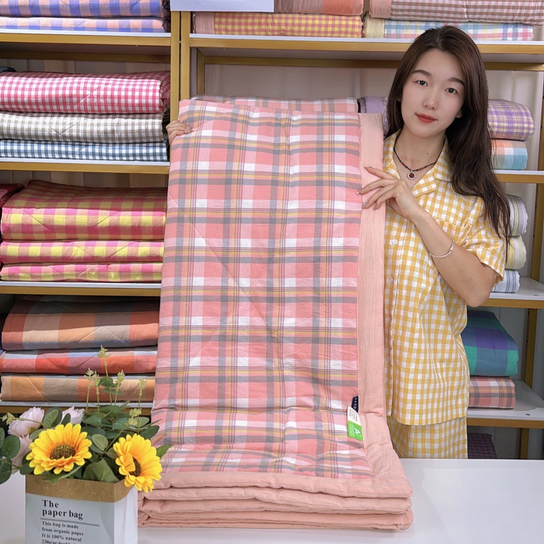 【夏被四件套】A类色织全棉夏凉被空调被单人双人宿舍机洗夏季