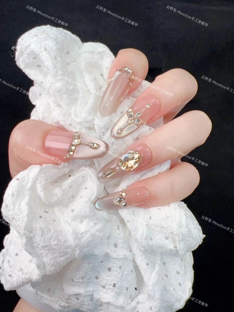 【长岛冰茶】轻奢满钻爆闪高级感纯欲猫眼美甲纯手工穿戴甲