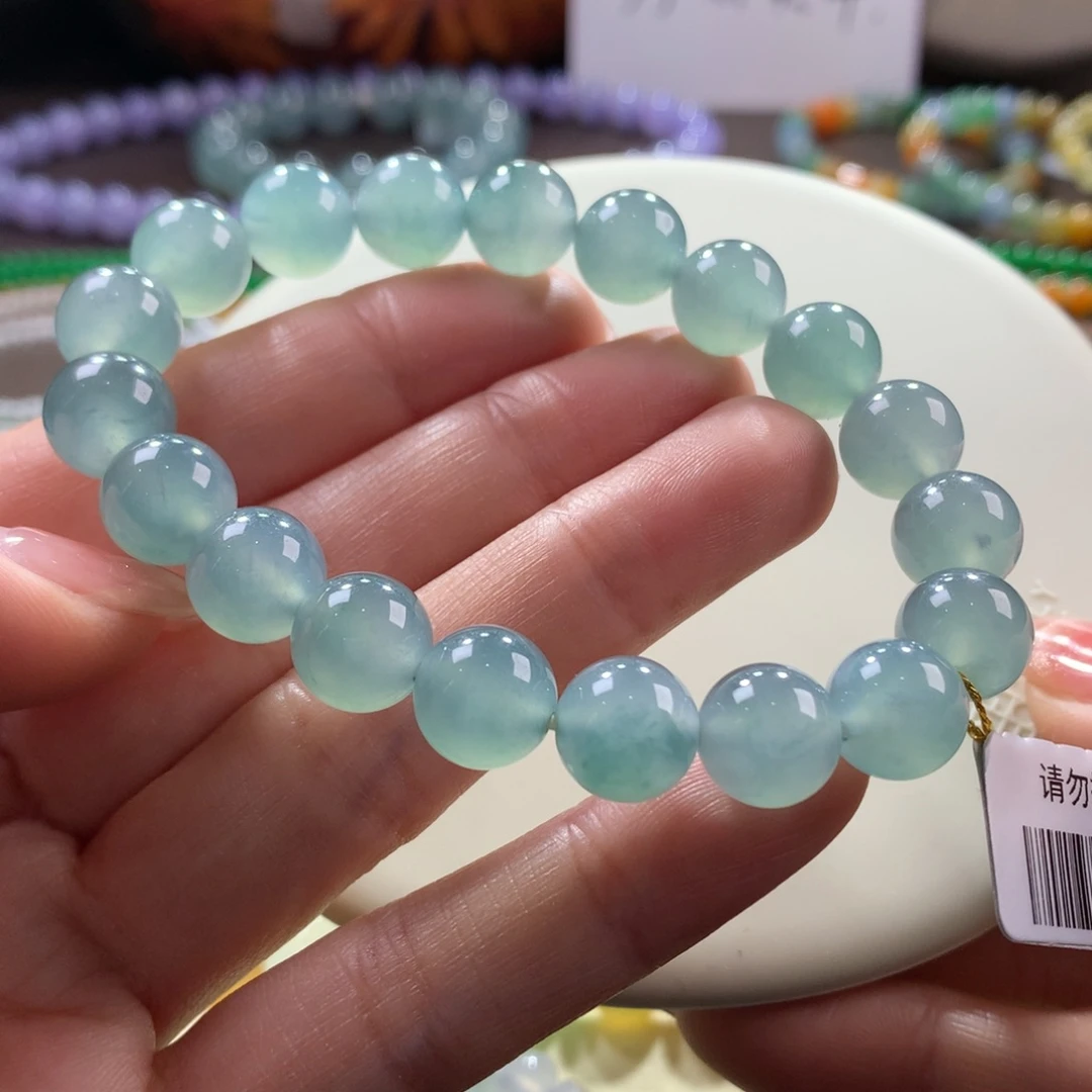 翡翠手链未镶嵌木那冰蓝卡10