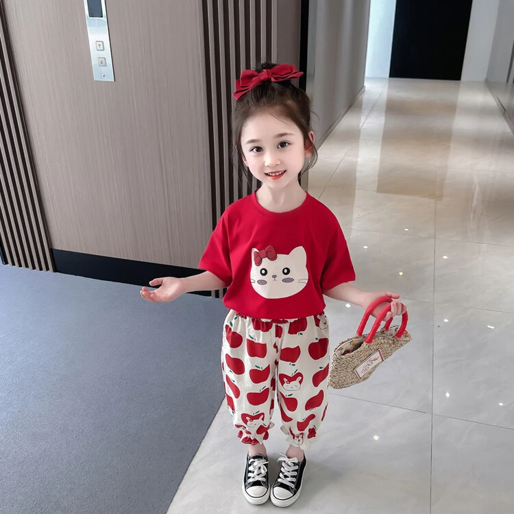 N5  夏季新款时尚韩版洋气卡通小苹果套装