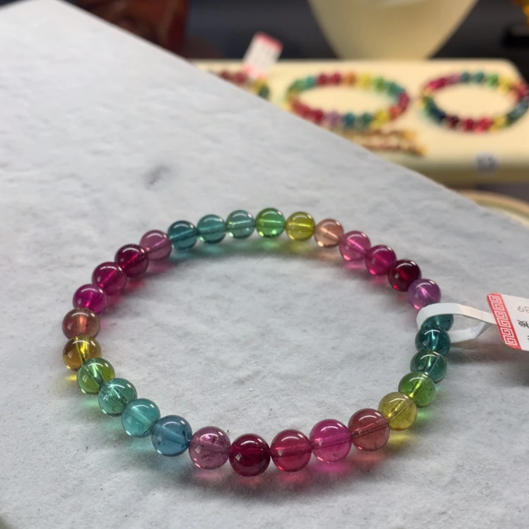 【闪购商品】未镶嵌手链碧玺艳丽色标单圈6.2