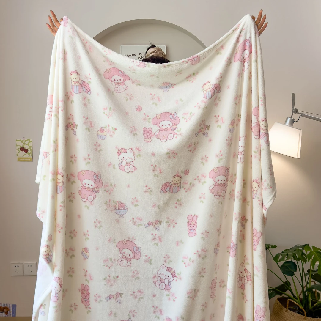 可爱少女毛毯牛奶绒沙发盖毯加厚夏季毛巾被空调办公室午睡披肩毯