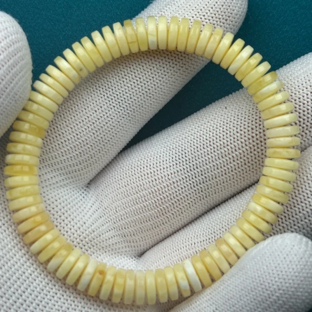 G1668天然原矿俄料蜜蜡药片手串7.6mm支持复检