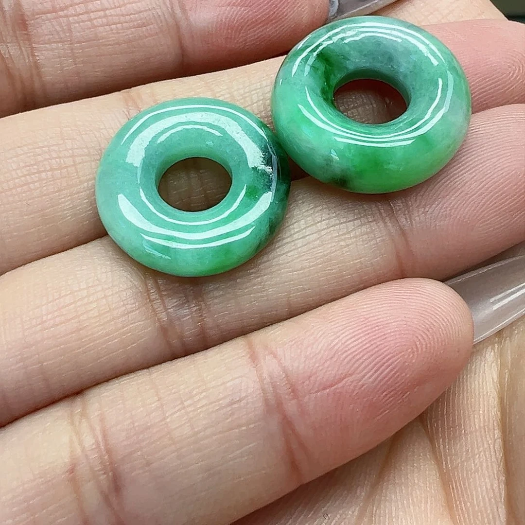 翡翠耳饰未镶嵌天然缅甸A货翡翠