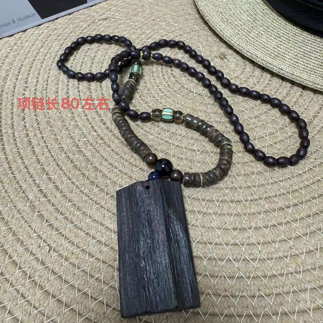非金属木质项链 中国风饰品首饰复古方牌民族风木质配饰