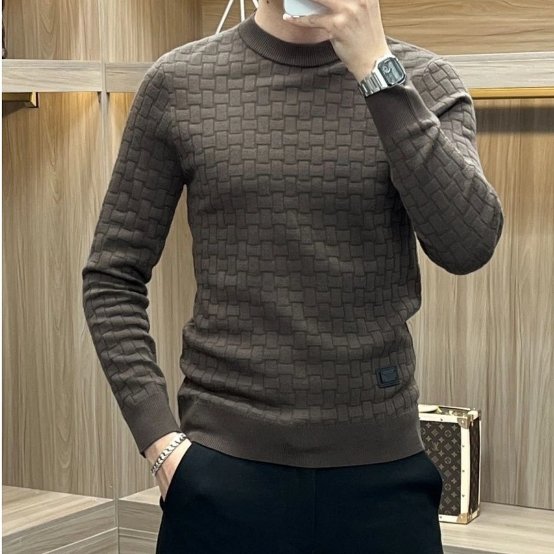 MALEASY/慕礼仕秋冬莱赛尔面料新款男长袖休闲半高领针织保暖毛衣