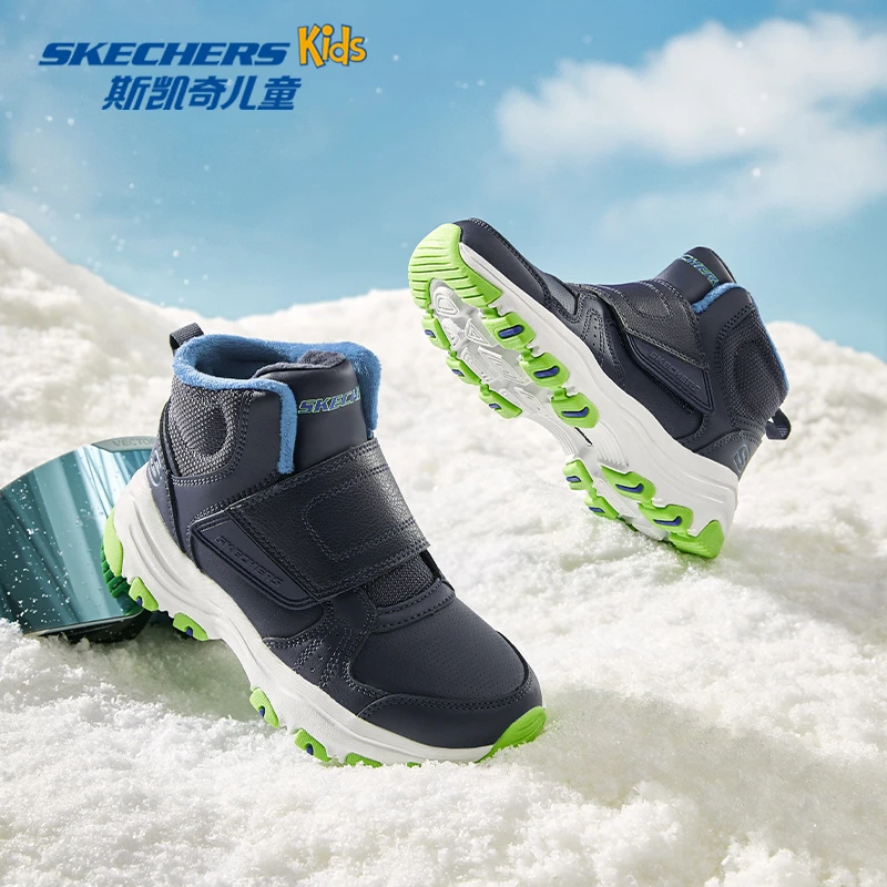 Skechers斯凯奇童鞋冬季男童短靴儿童加厚休闲保暖棉靴8701647L
