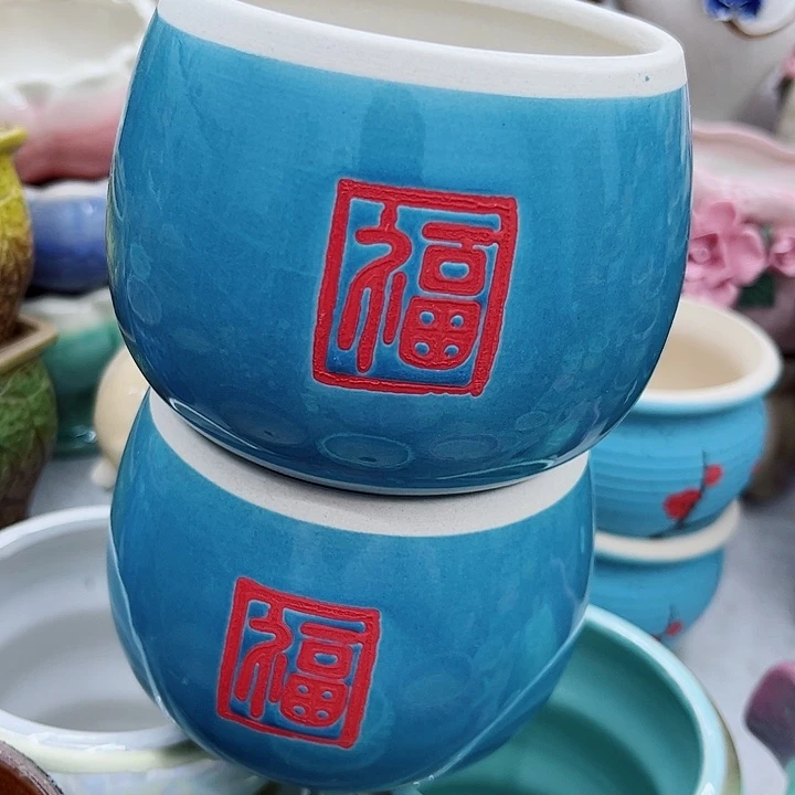 多肉绿植陶瓷花盆9.9包邮，有孔