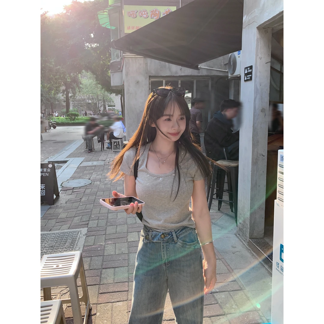 切糕【松弛具象】小个子夏季洋气女通勤大方千金显瘦百搭短袖T恤