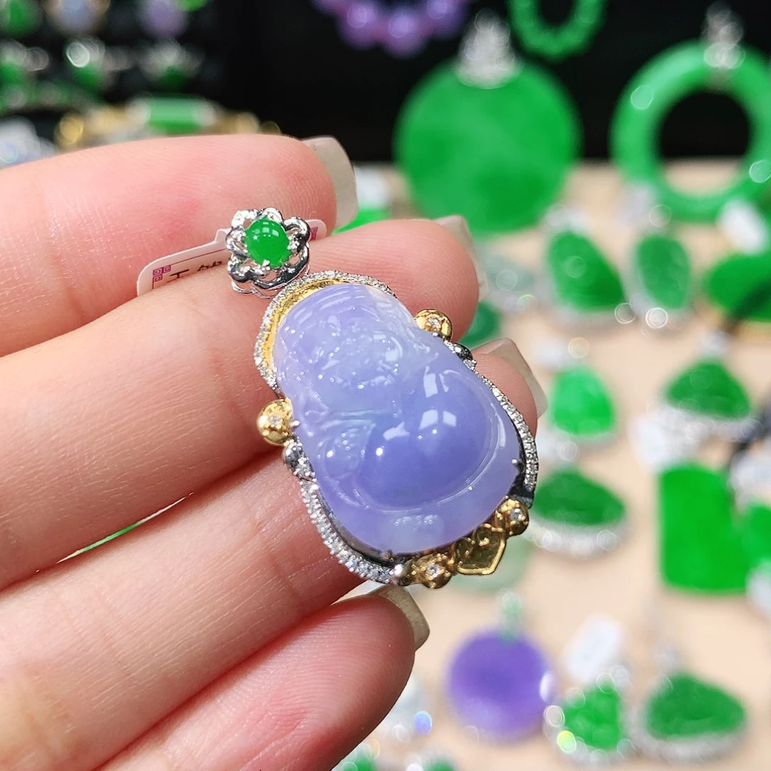 翡翠18K金镶嵌吊坠(不含链)