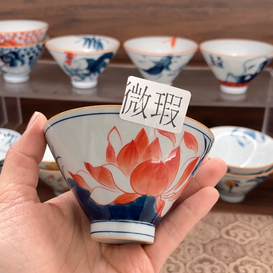 釉下彩纯手绘有瑕