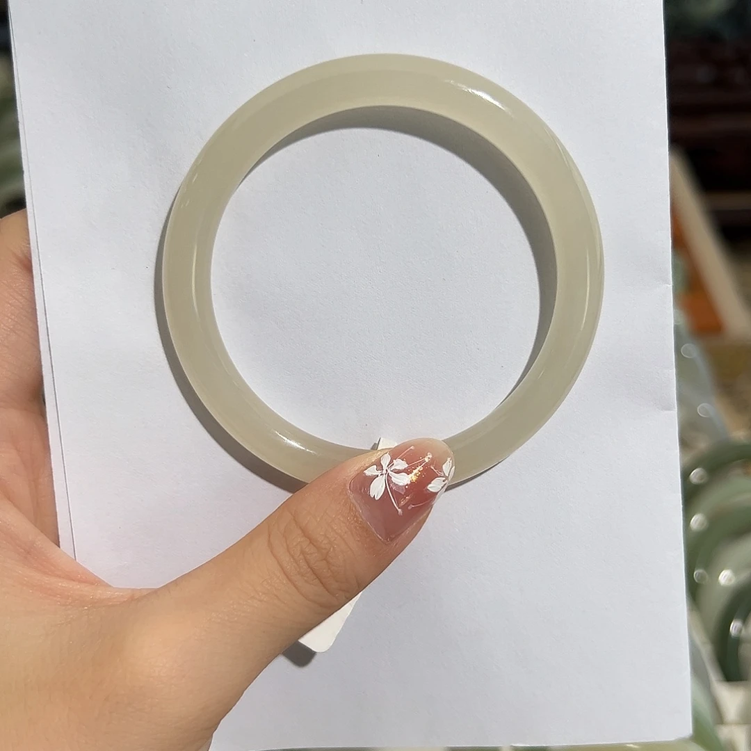 和田玉手镯未镶嵌冰藕粉色 美人毕业58