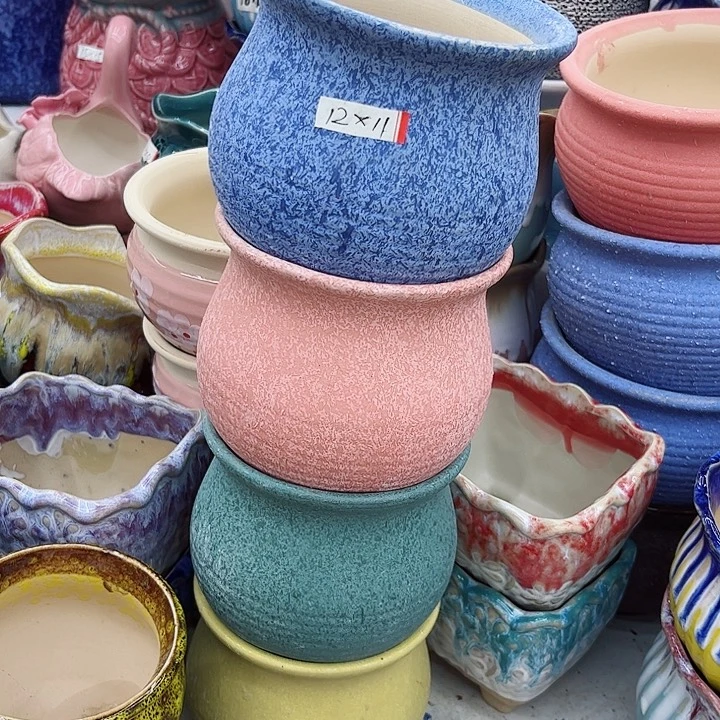 多肉绿植陶瓷花盆9.9包邮，有孔