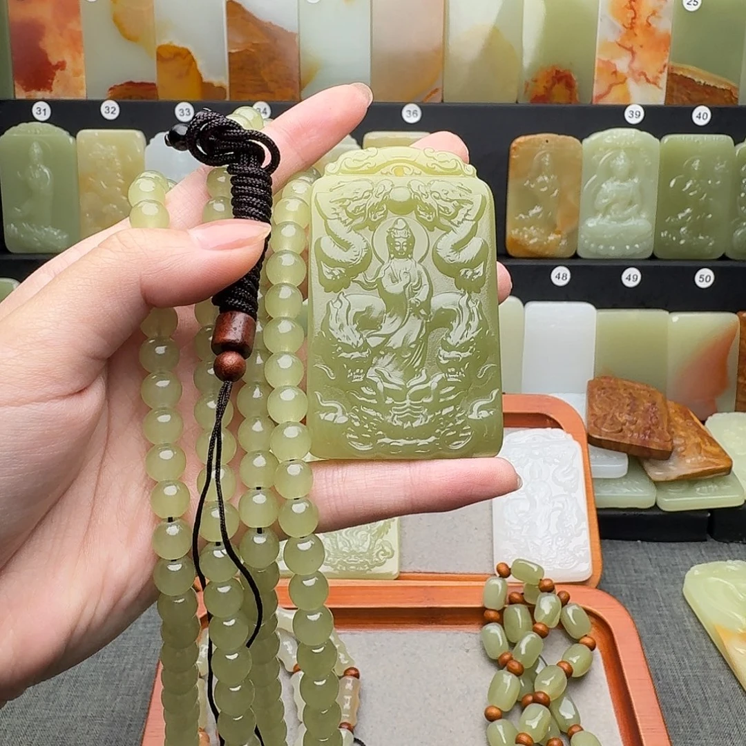 非金属方解石玉九龙观音
