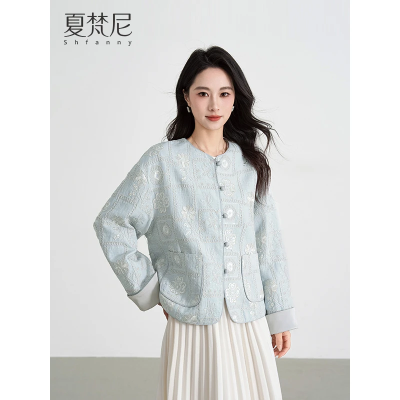 夏梵尼2025春季国风新中式小香风重工刺绣短外套女高级感女装衣服