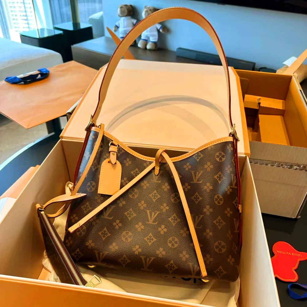 香港女包2025新款奢侈品子母包斜挎包中古包老花色购物袋托特包