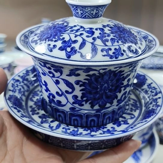 手工艺品琉璃景德镇陶瓷盖碗