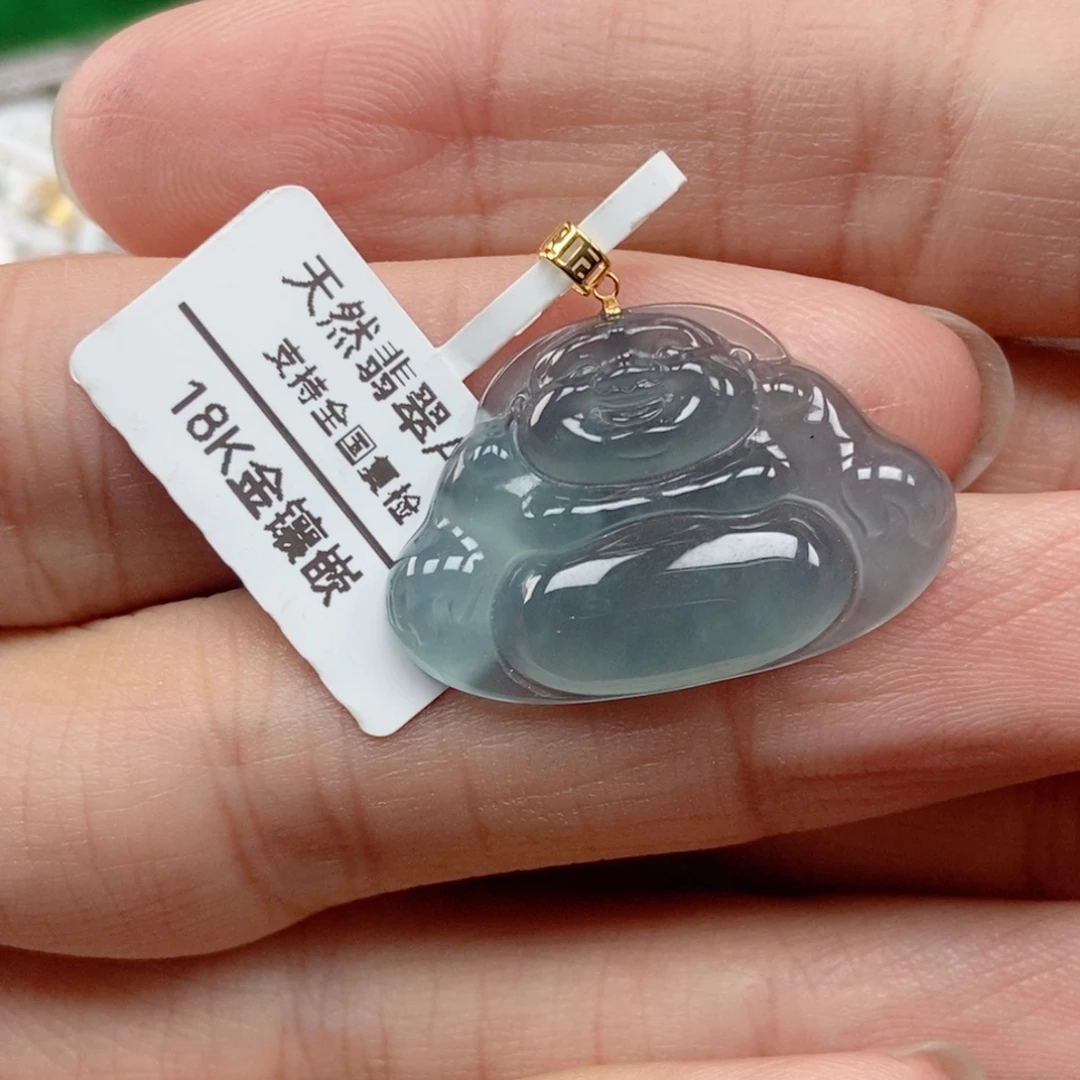 翡翠18K金镶嵌吊坠(不含链)