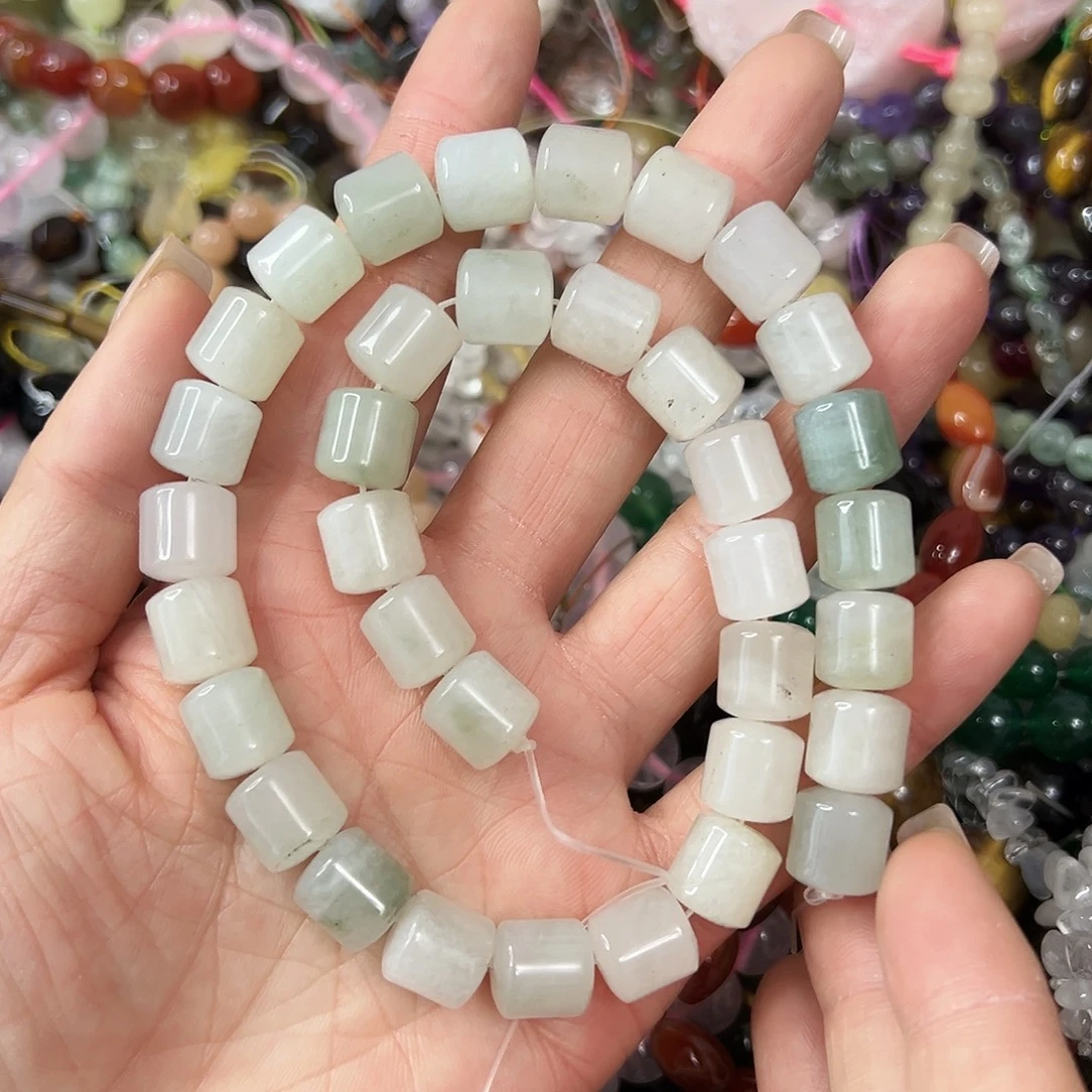 玛瑙/玉髓未镶嵌珠宝半成品，卡10天山翠老型珠一条