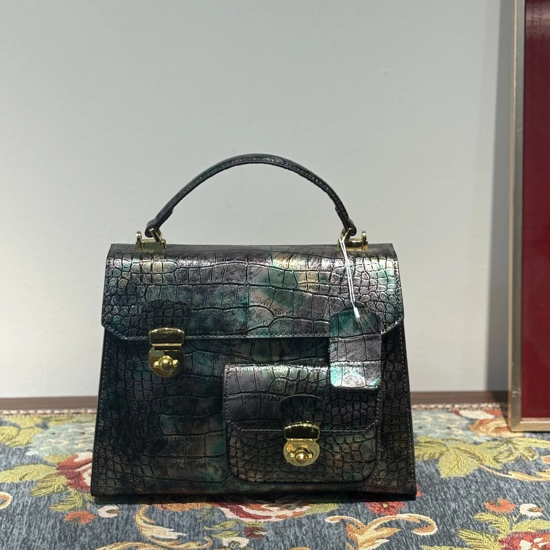 （燕子宠粉福利）拉链鳄鱼纹斜挎款耐磨单根单肩包肩包手拎包沙漏包