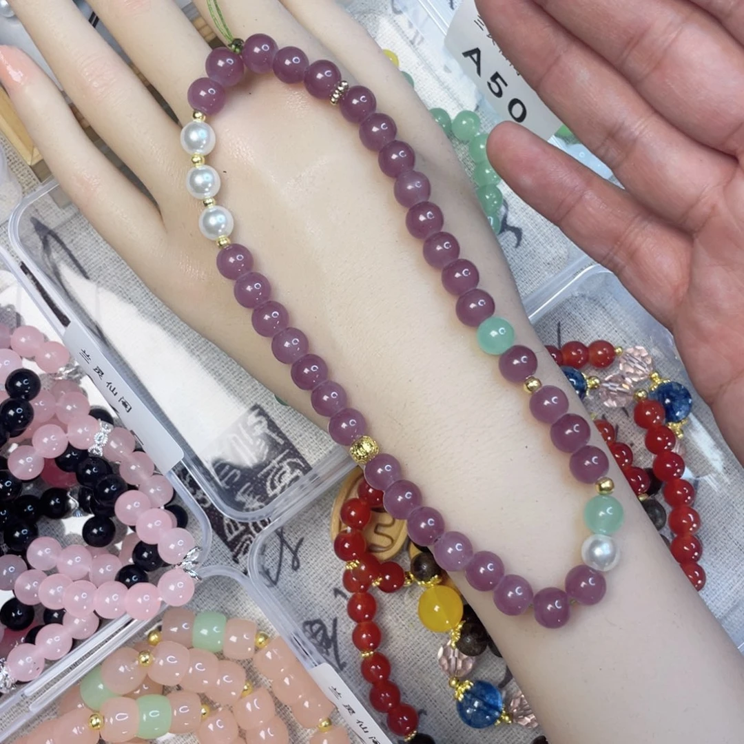 檀香紫檀（小叶紫檀）手串银S925镀金镶嵌