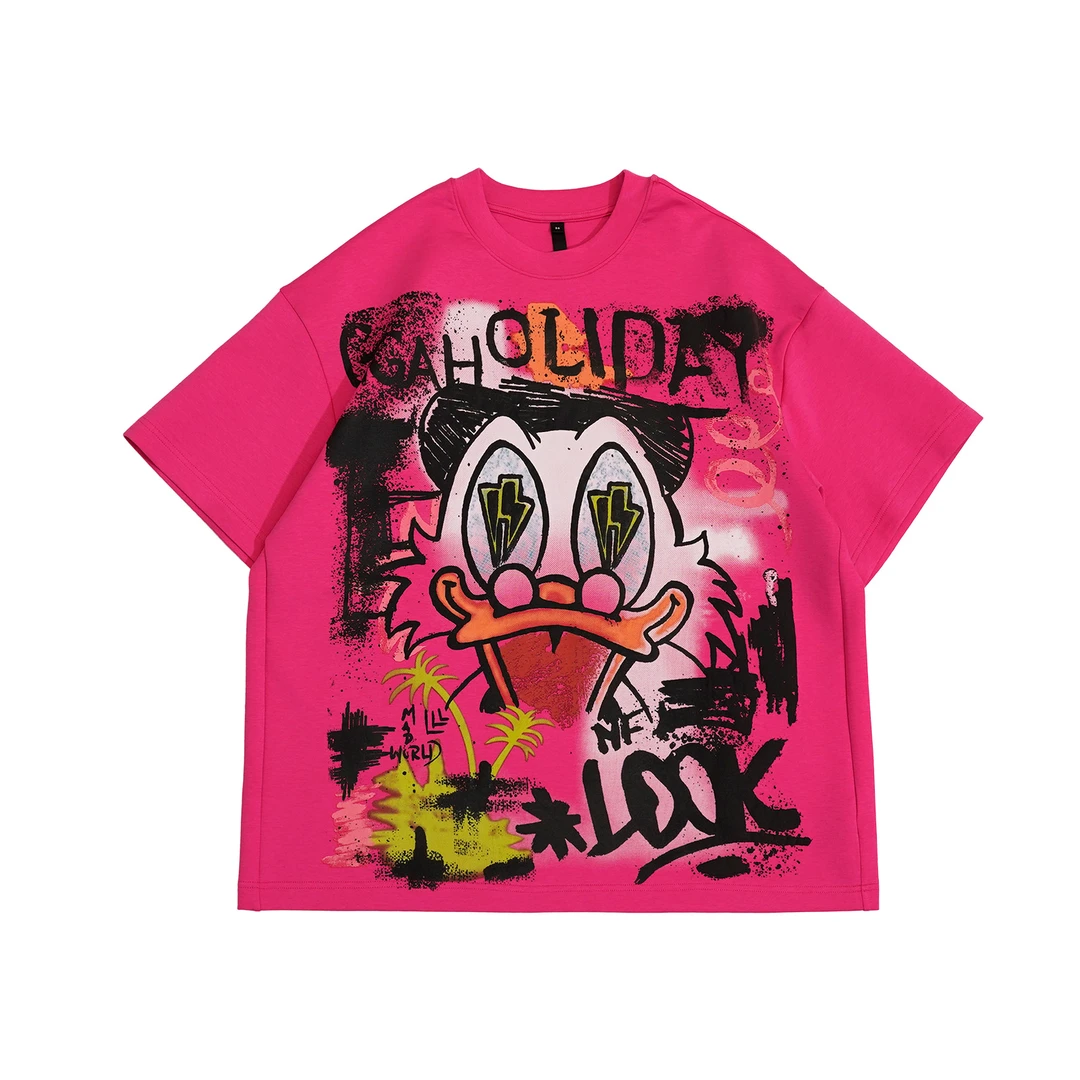 25N夏季新款轻奢高级感美式街头潮流“LOOK唐老鸭”短袖大T 152068