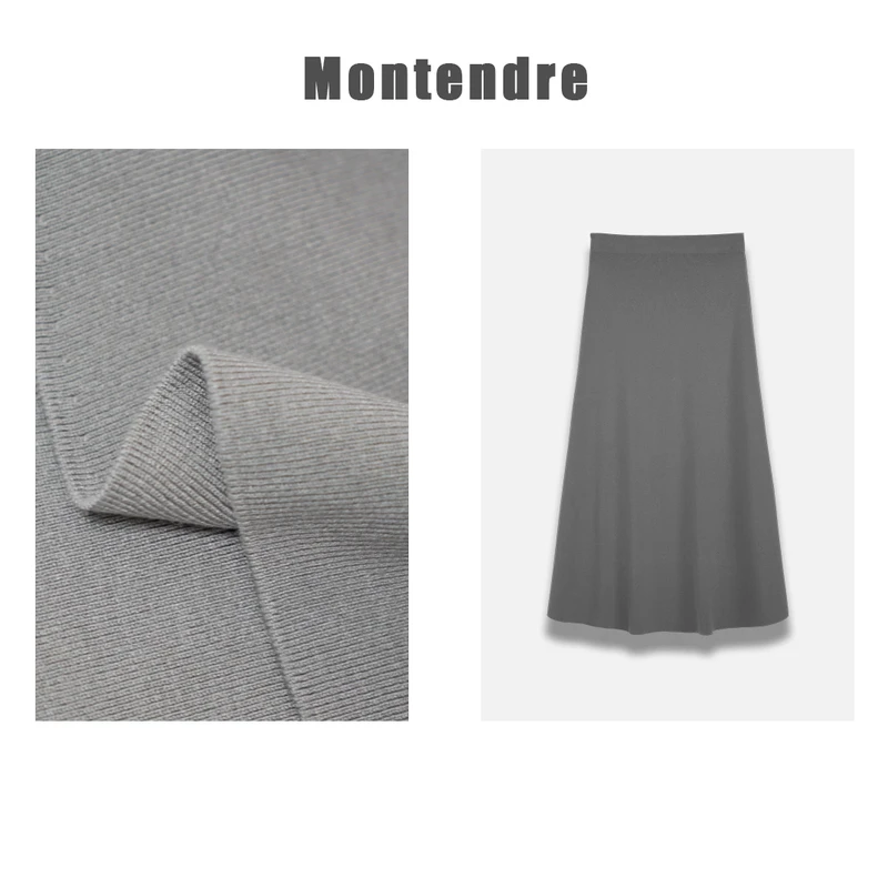 【MonTendre】 秋冬新款 I 人造丝混纺舒适高级感针织半身裙