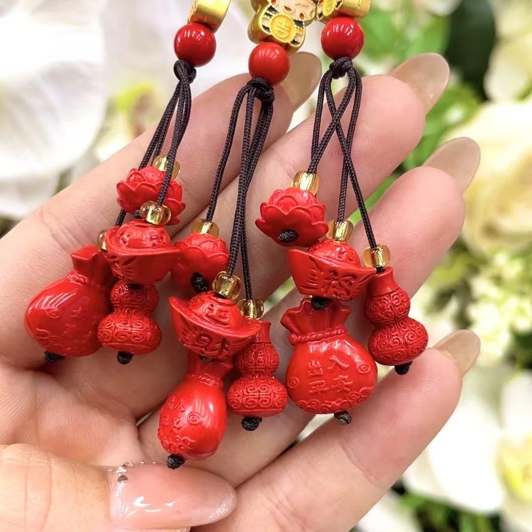 含辰砂工艺品天然含朱砂吊坠包包挂多样性发货其中一件