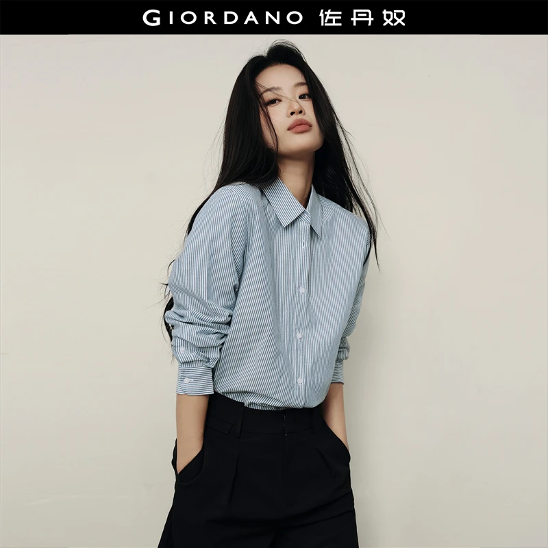 【韩国明星同款】佐丹奴老钱风松弛感麻棉宽松透气衬衫 05345498
