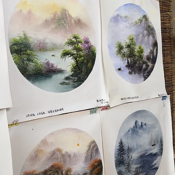 油画行路人小院绘画作品竞拍