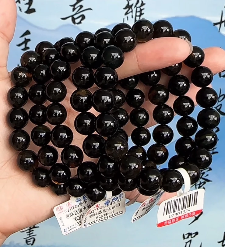 【齐福珠宝】XQ1024/10mm馆藏级超顶星际蓝天翁珀（多样性发其一）