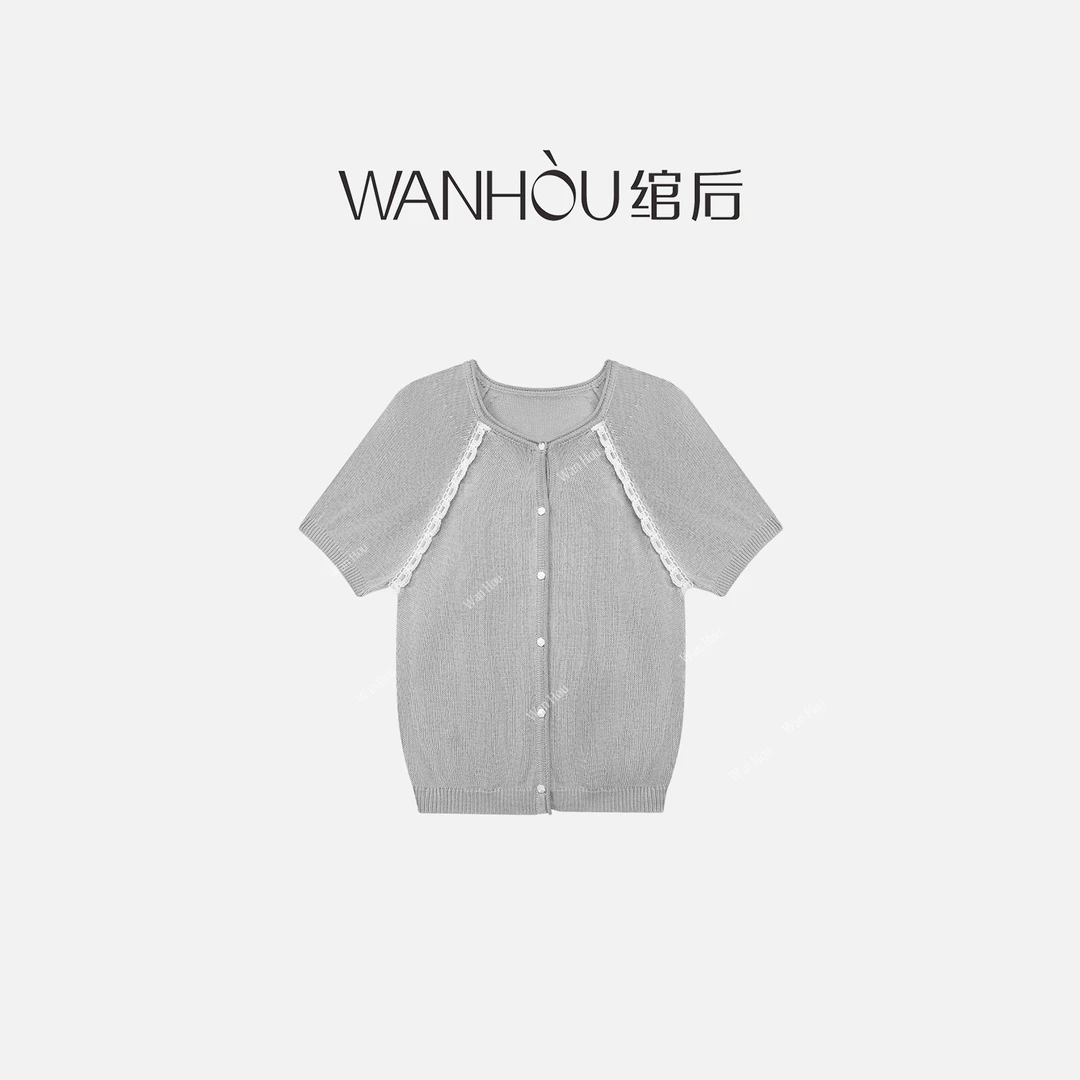 【B6500】#WH-设计师款时尚百搭重工针织衫短袖T恤圆领开衫SC